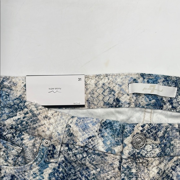7 For All Mankind NEW Indigo Snakeskin Python Stretch Skinny Jeans NWT SZ 31 - Picture 6 of 11
